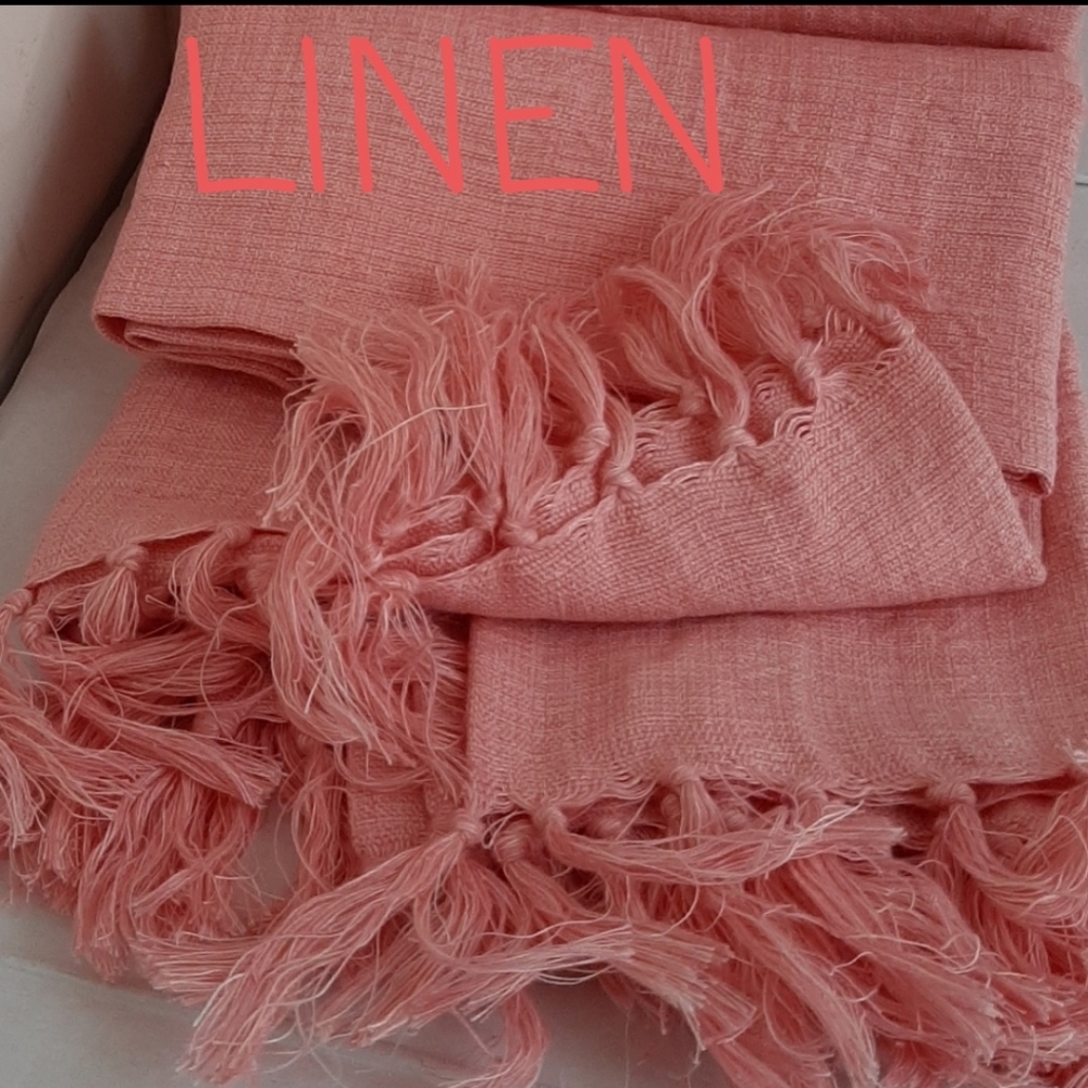 Ralph Lauren Home Meadow Lane Britt Linen Throw Blanket 54" x 72" pale Coral